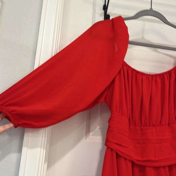 Red Chiffon Mini Dress - Picture 3 of 9
